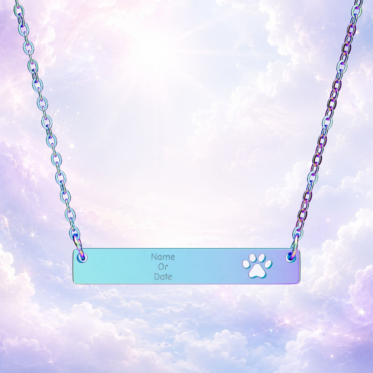 Personalized Paw Cutout Bar Necklace