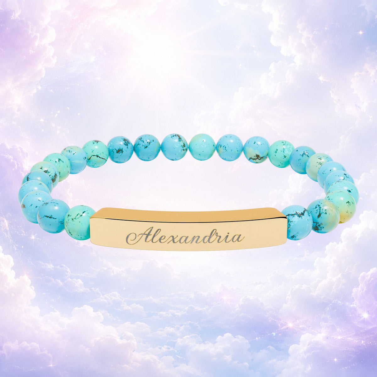 Personalized Natural Stone Bar Bracelet