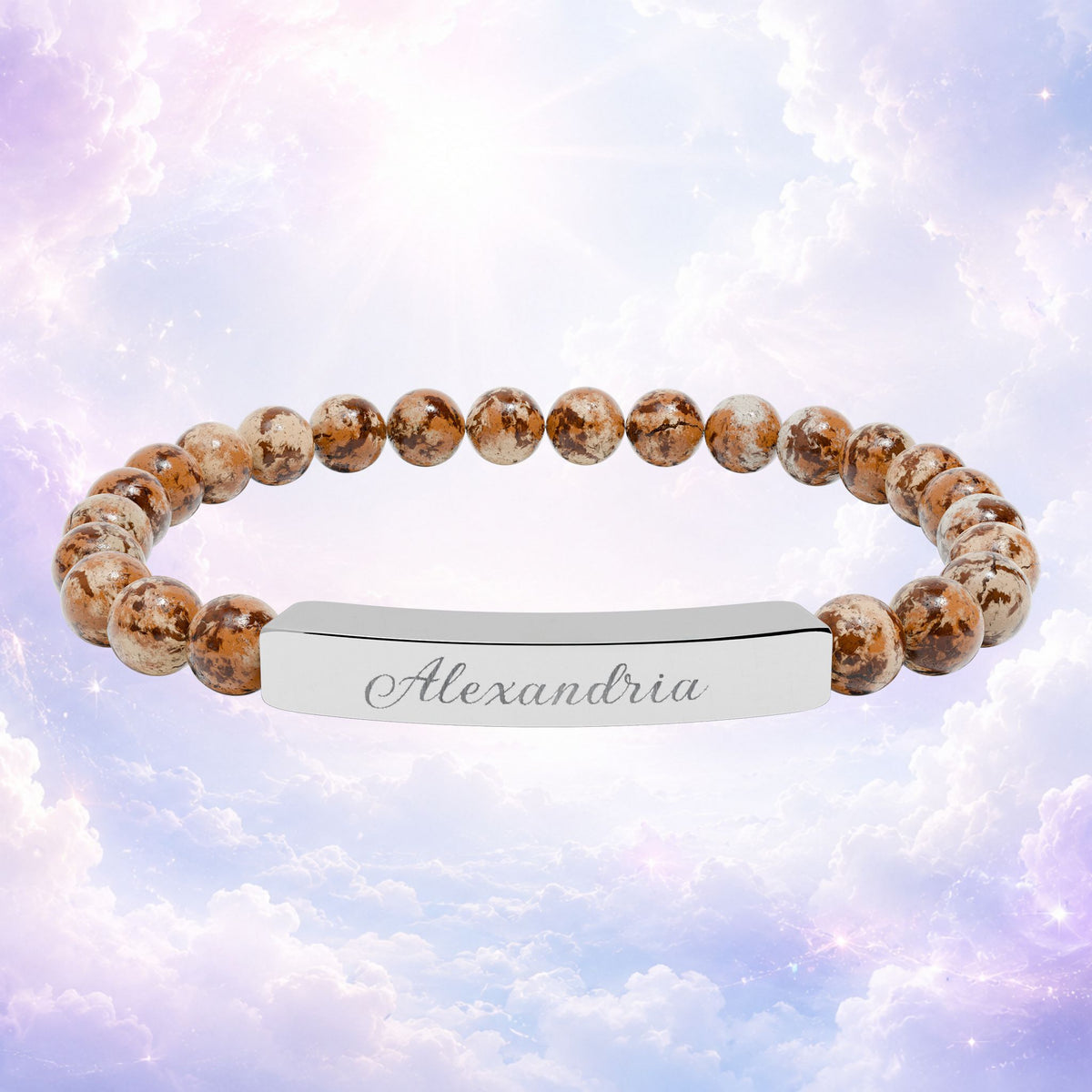 Personalized Natural Stone Bar Bracelet