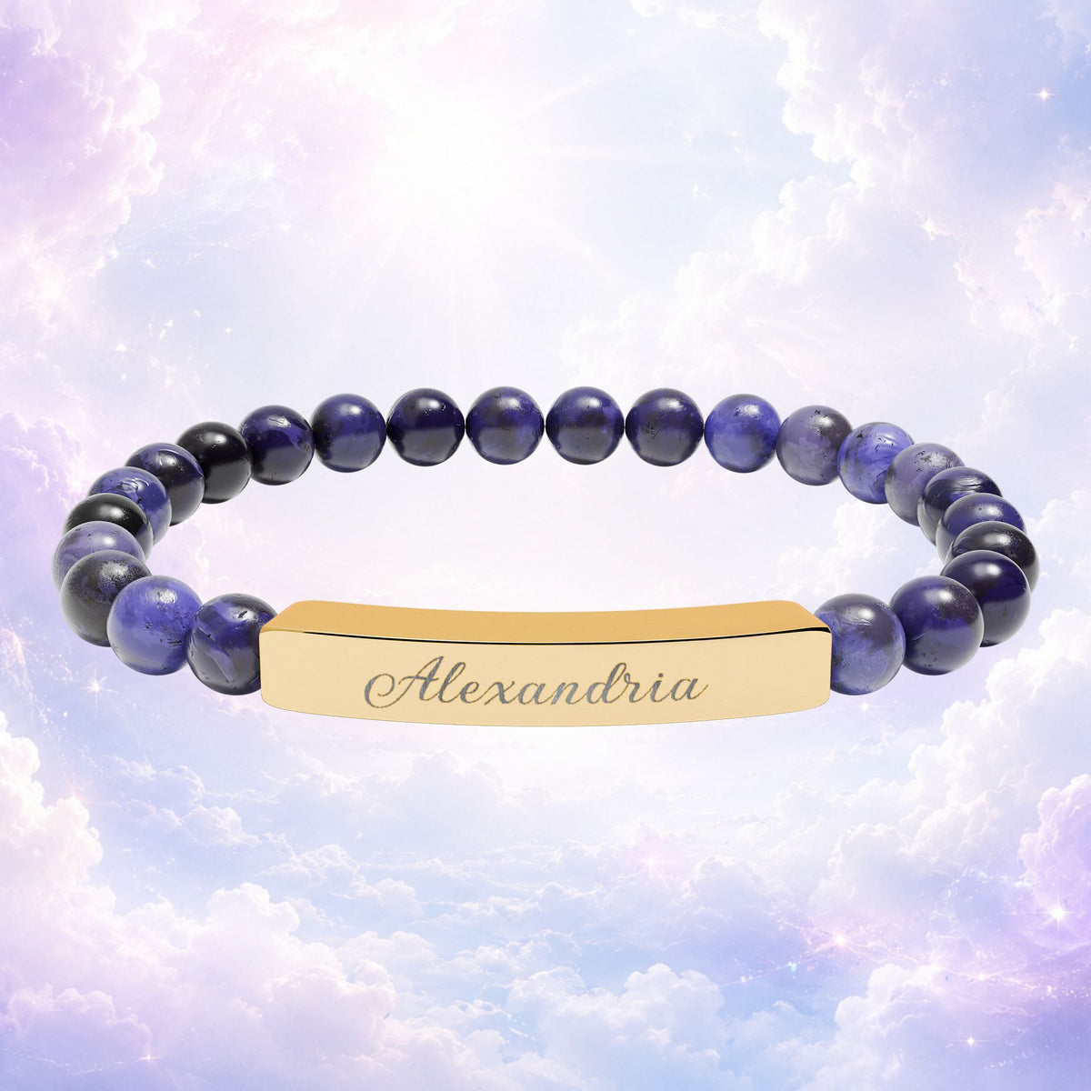 Personalized Natural Stone Bar Bracelet