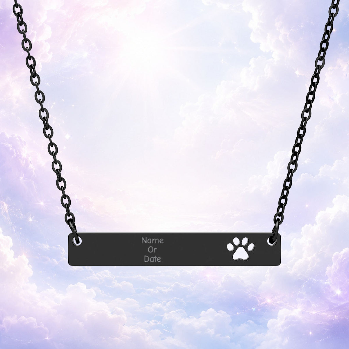 Personalized Paw Cutout Bar Necklace