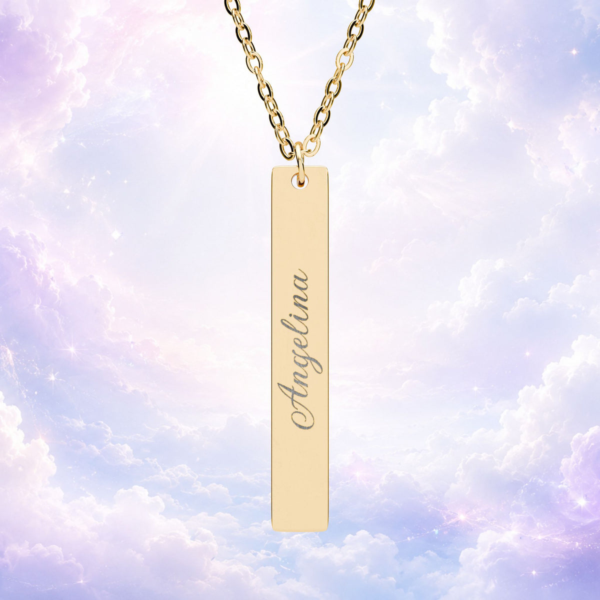 Personalized Vertical Bar Pendant Necklace