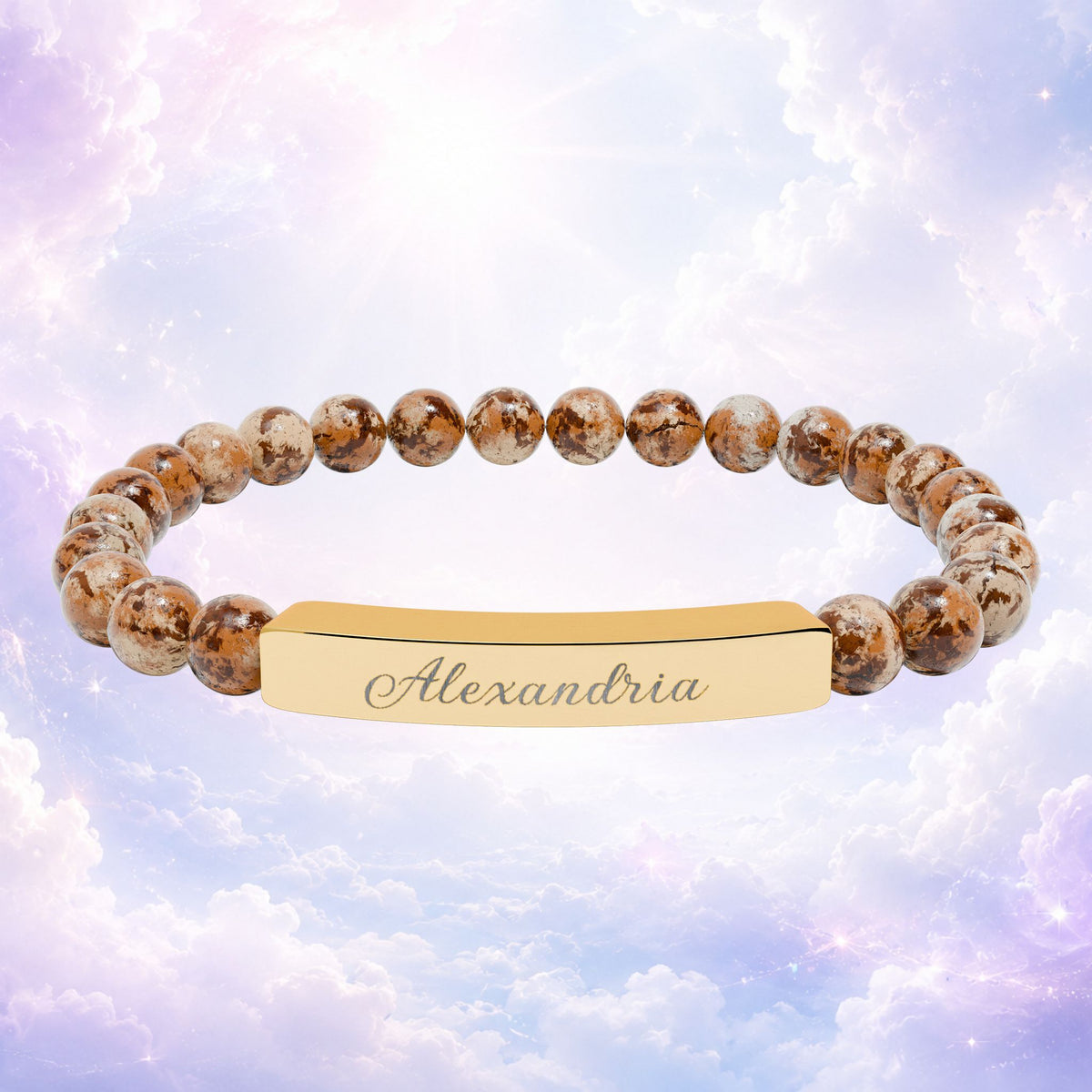 Personalized Natural Stone Bar Bracelet