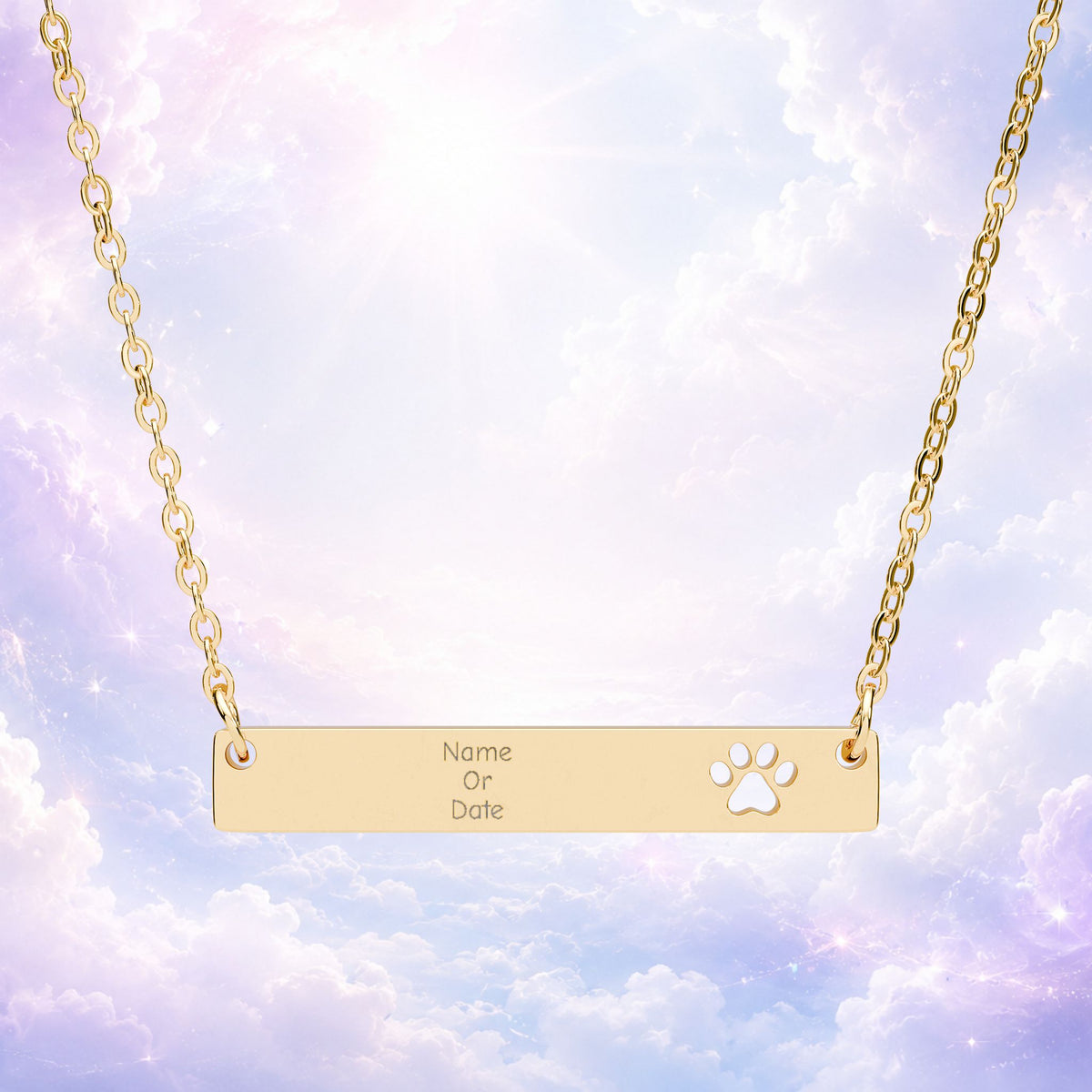 Personalized Paw Cutout Bar Necklace