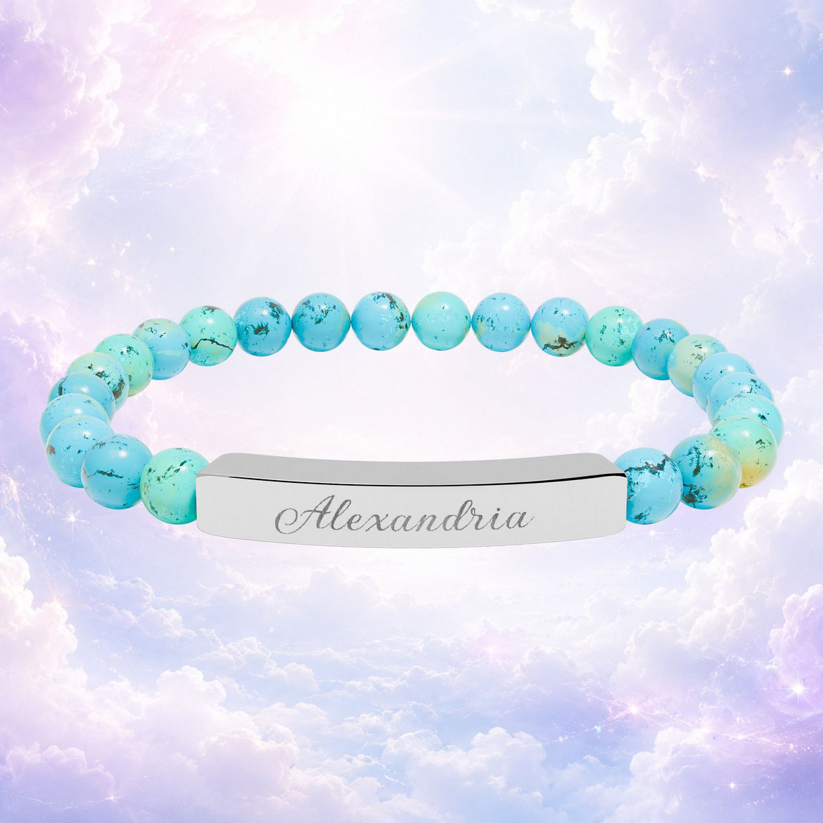 Personalized Natural Stone Bar Bracelet