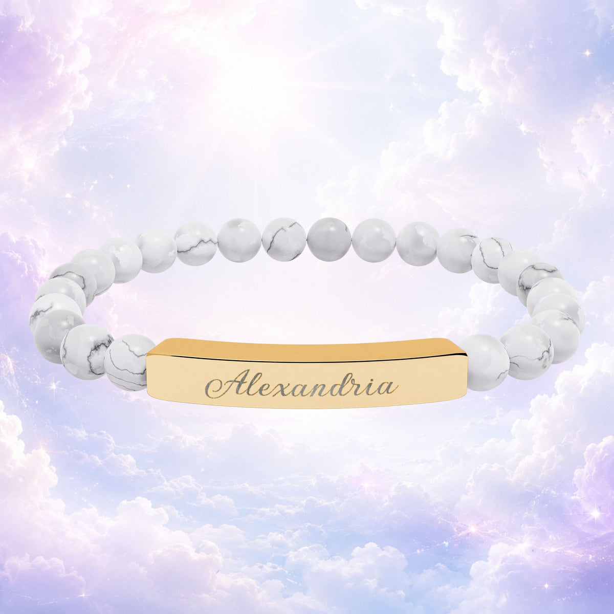 Personalized Natural Stone Bar Bracelet