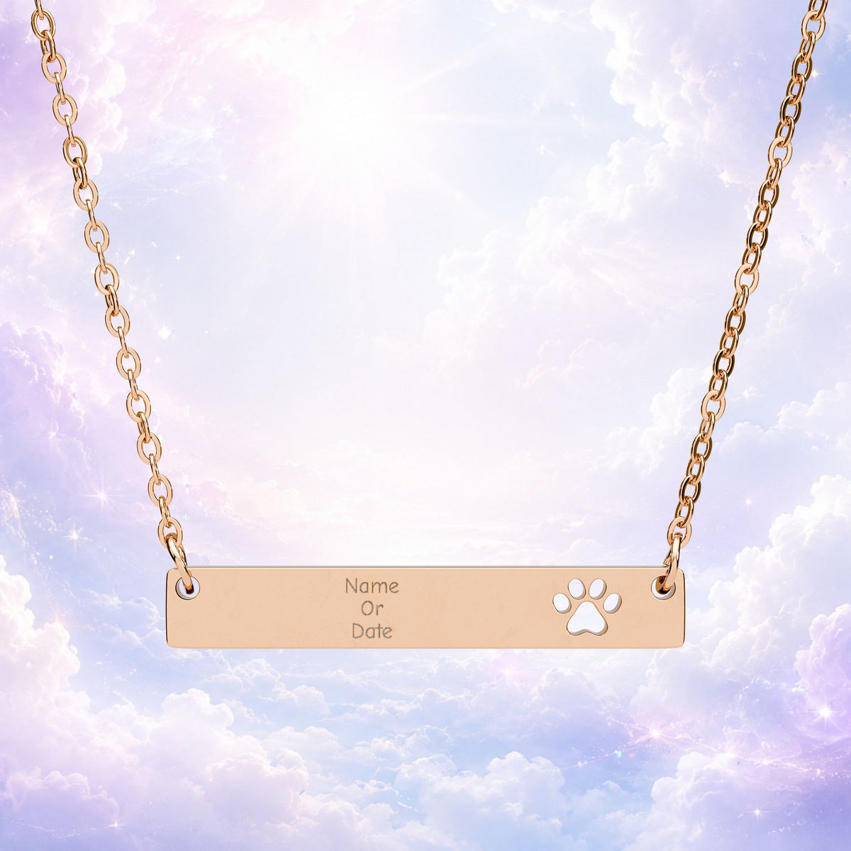 Personalized Paw Cutout Bar Necklace