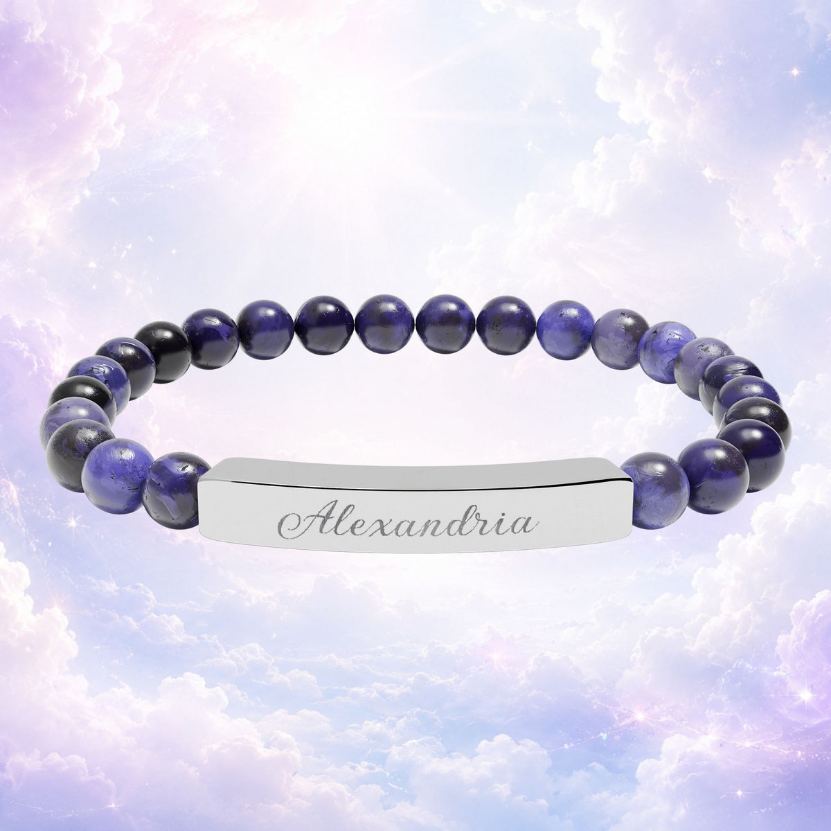Personalized Natural Stone Bar Bracelet