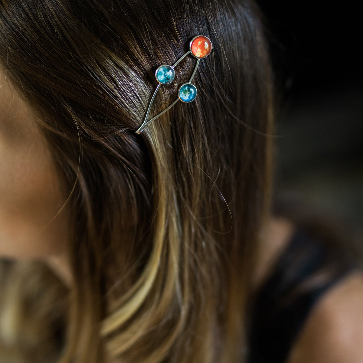 Sun, Earth & Moon Hair Clip