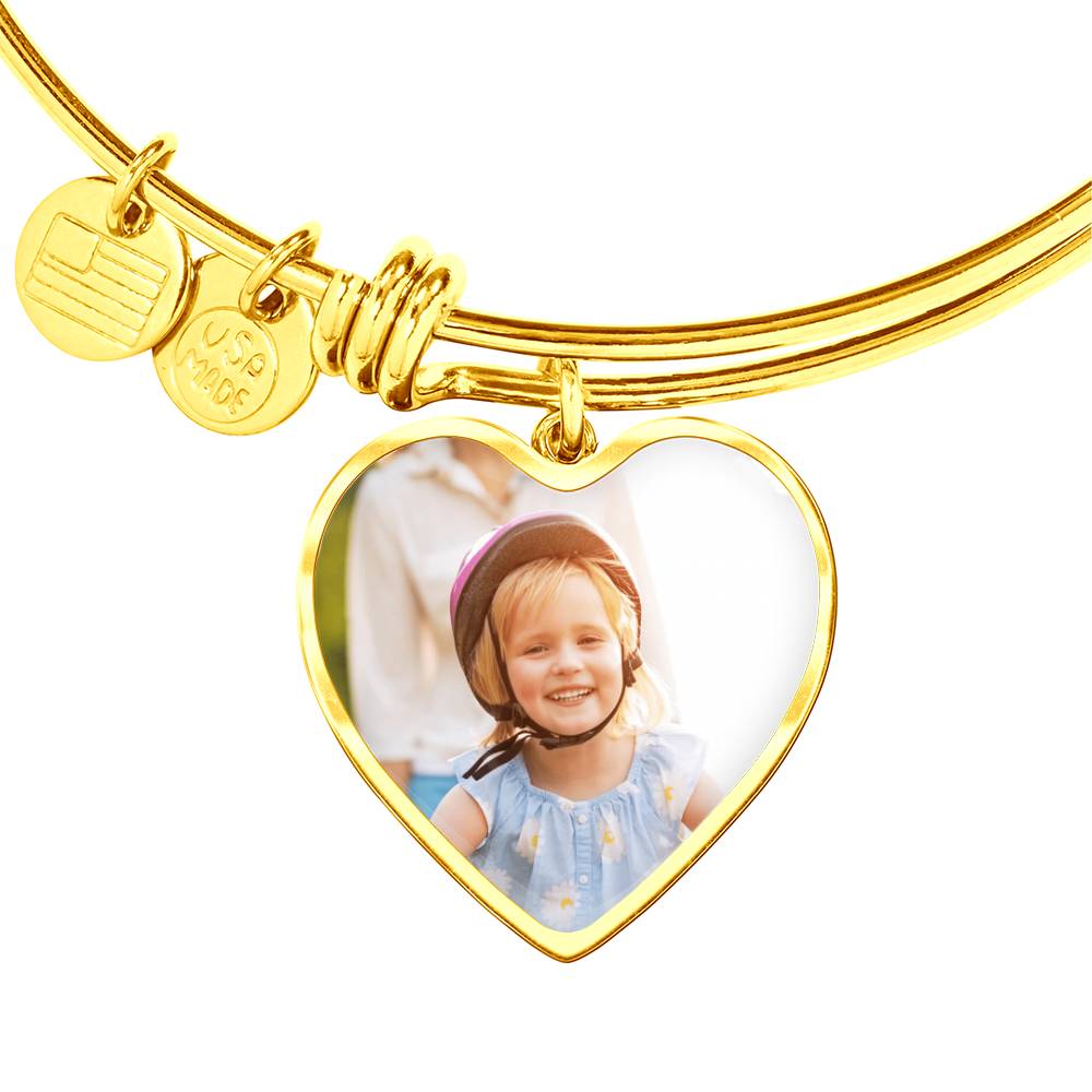 Personalized Heart Photo Bangle Bracelet