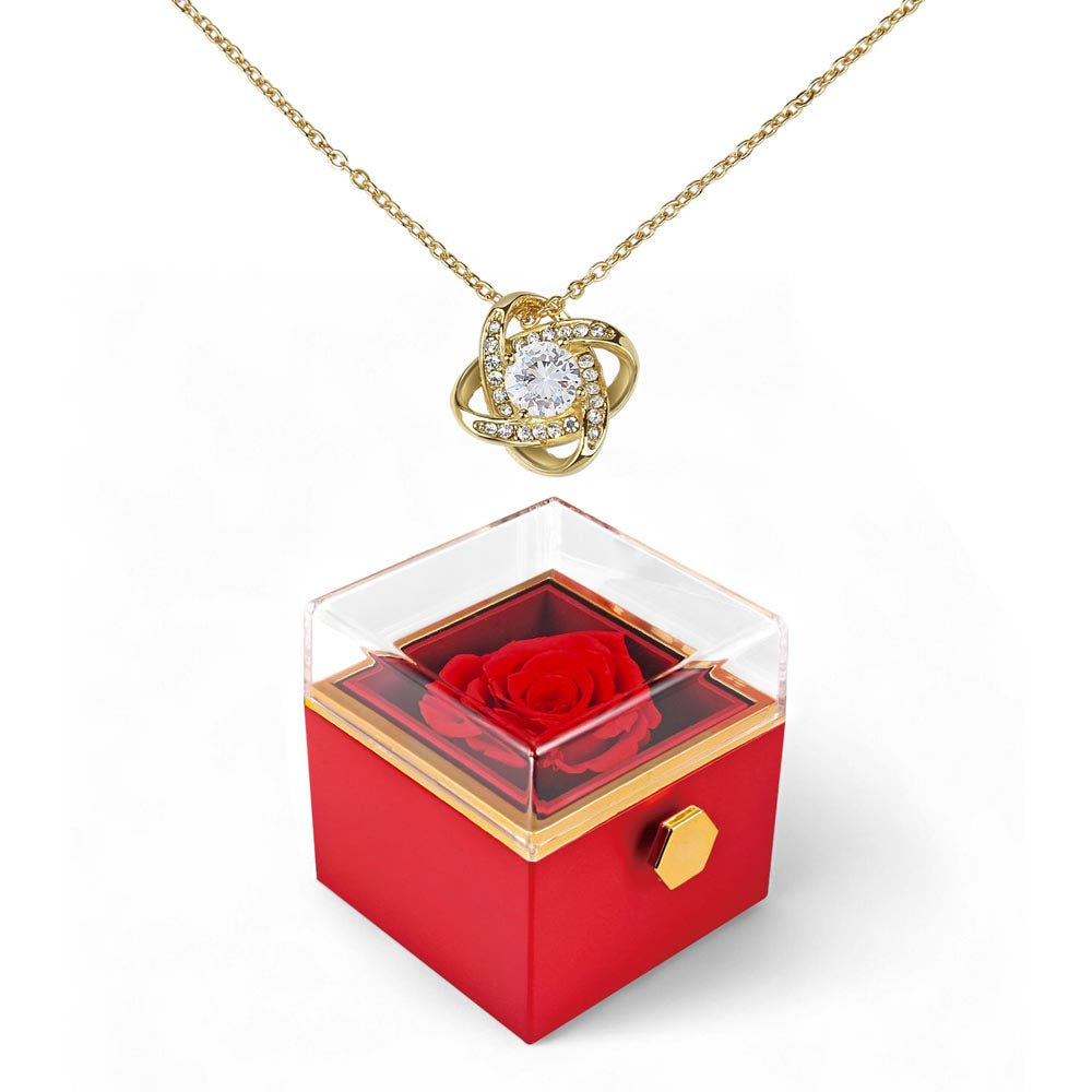 Love Knot Necklace with Square Rose Gift Box