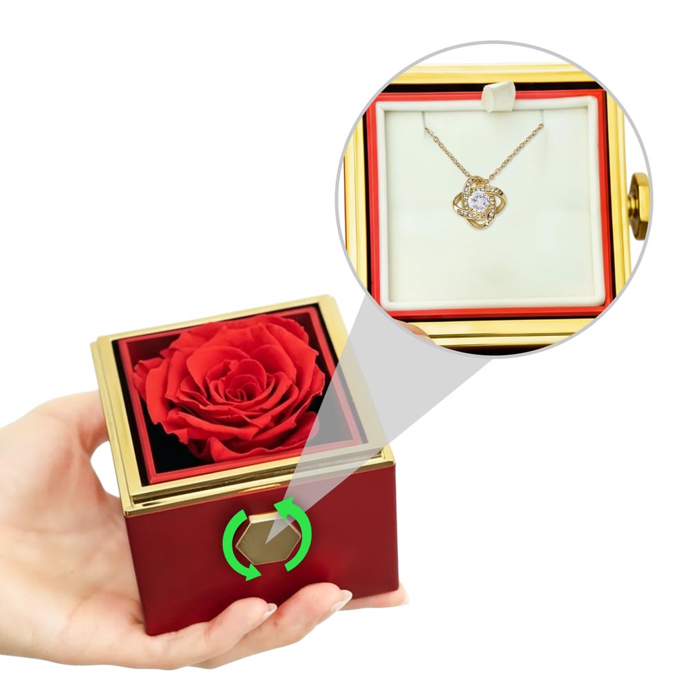 Love Knot Necklace with Square Rose Gift Box