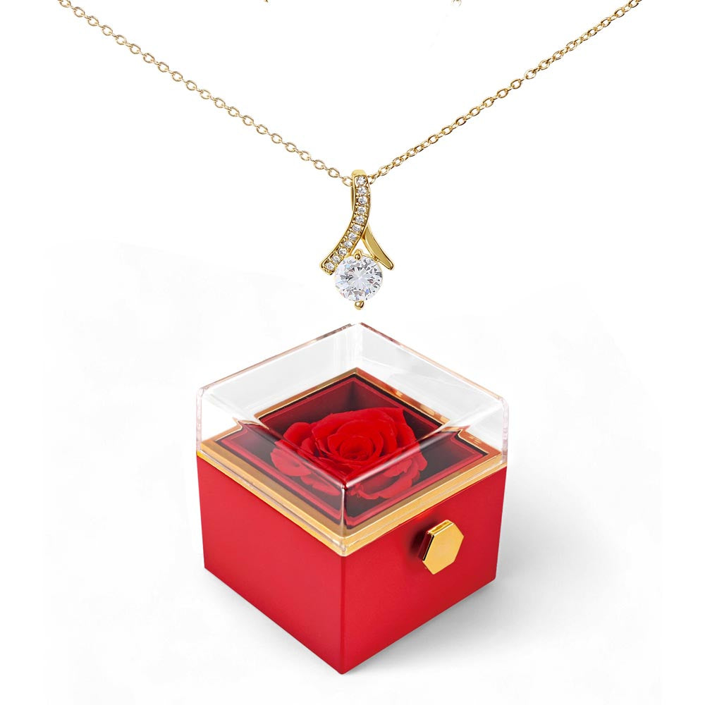 Alluring Beauty Necklace with Square Rose Gift Box