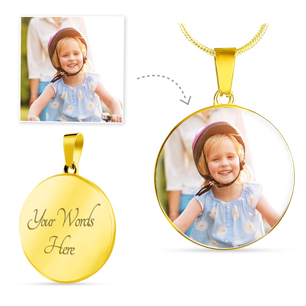 Personalized Circle Photo Pendant Necklace