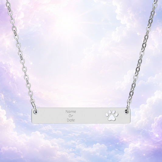 Personalized Paw Cutout Bar Necklace