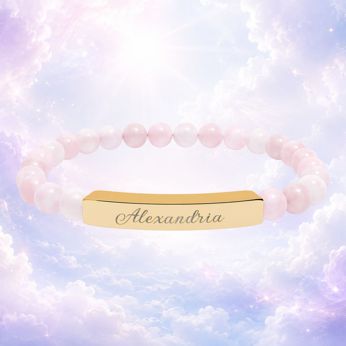 Personalized Natural Stone Bar Bracelet