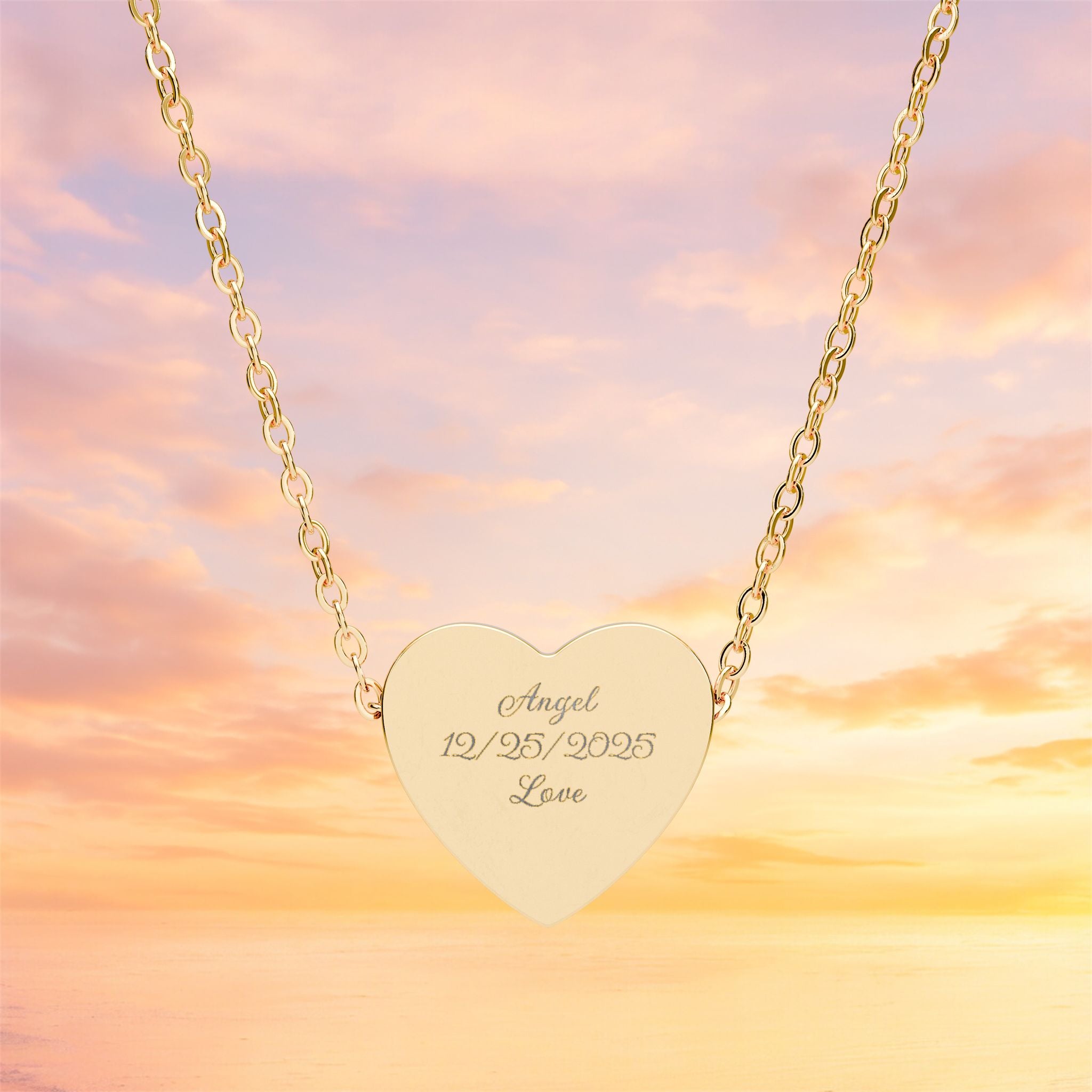 Personalized Heart Necklace Custom Engraved Name Date Healing Codes Stainless Steel Gift for Her Memorial Christian Anniversary Birthday