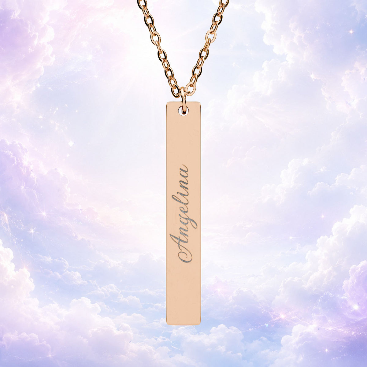 Personalized Vertical Bar Pendant Necklace