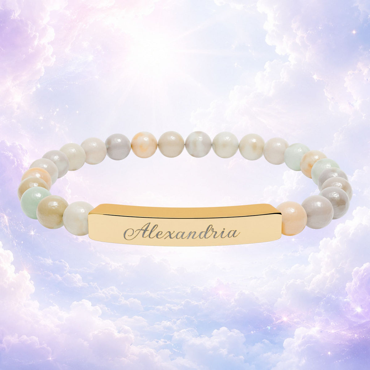 Personalized Natural Stone Bar Bracelet