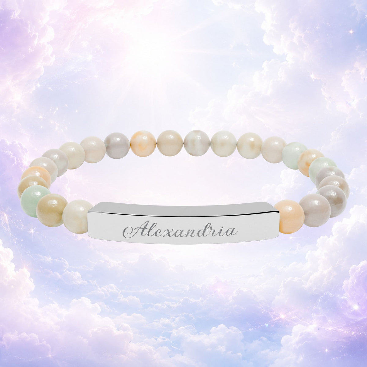 Personalized Natural Stone Bar Bracelet