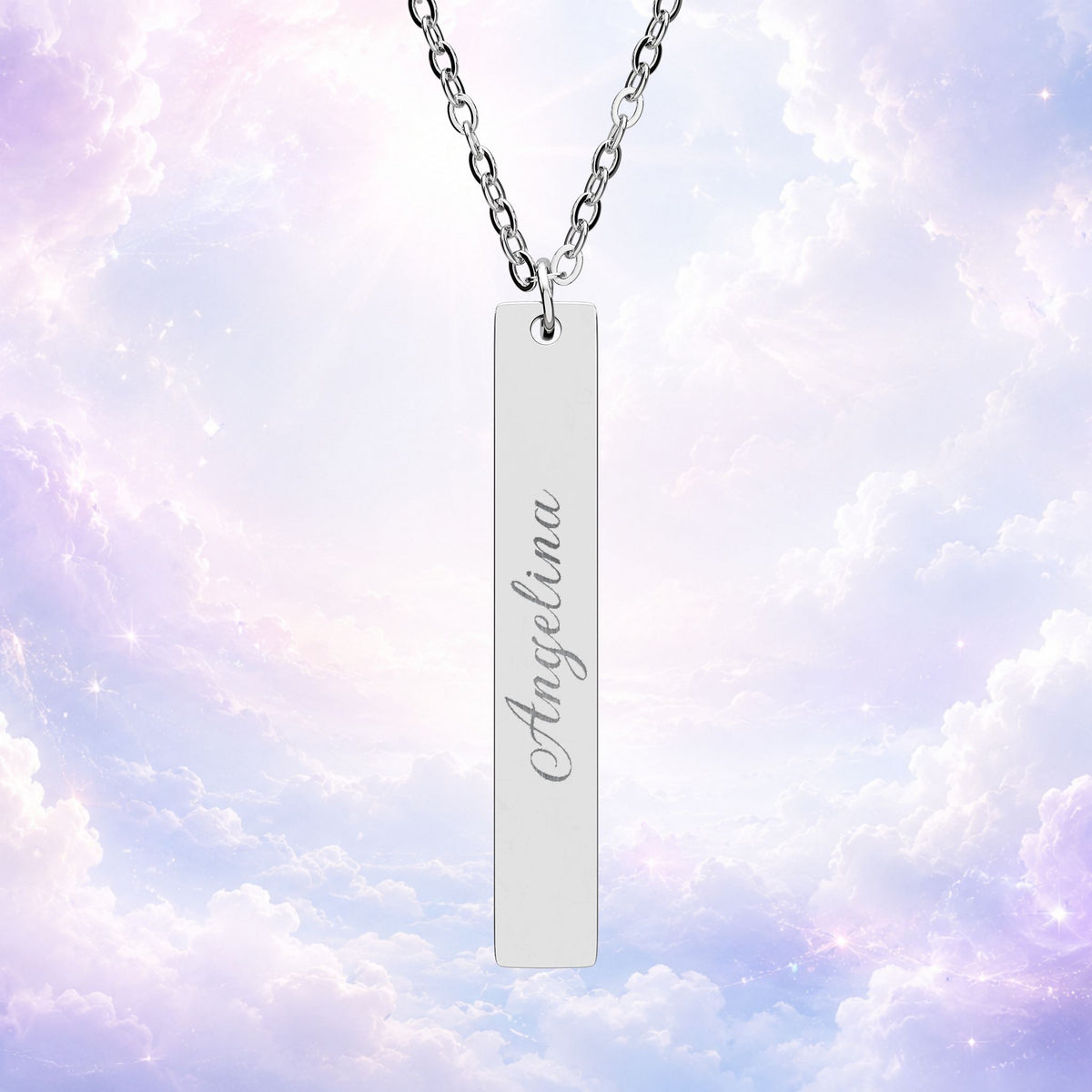 Personalized Vertical Bar Pendant Necklace
