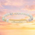 Engraved Bar Natural Stone Bracelet | Personalized Name Bead Gift For Keepsake