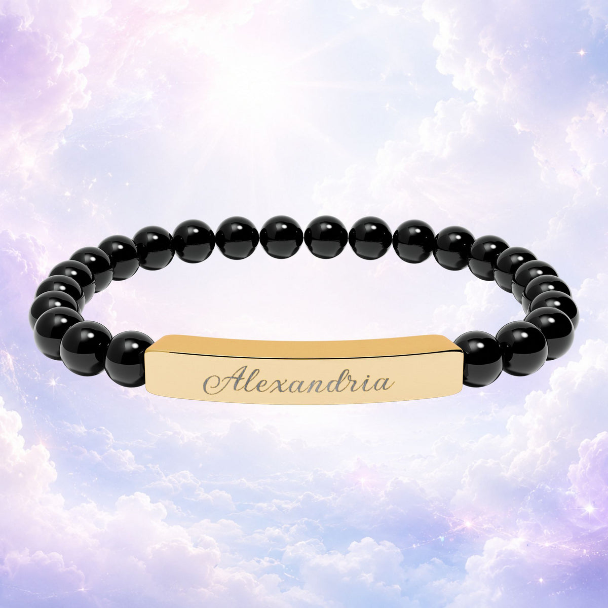 Personalized Natural Stone Bar Bracelet