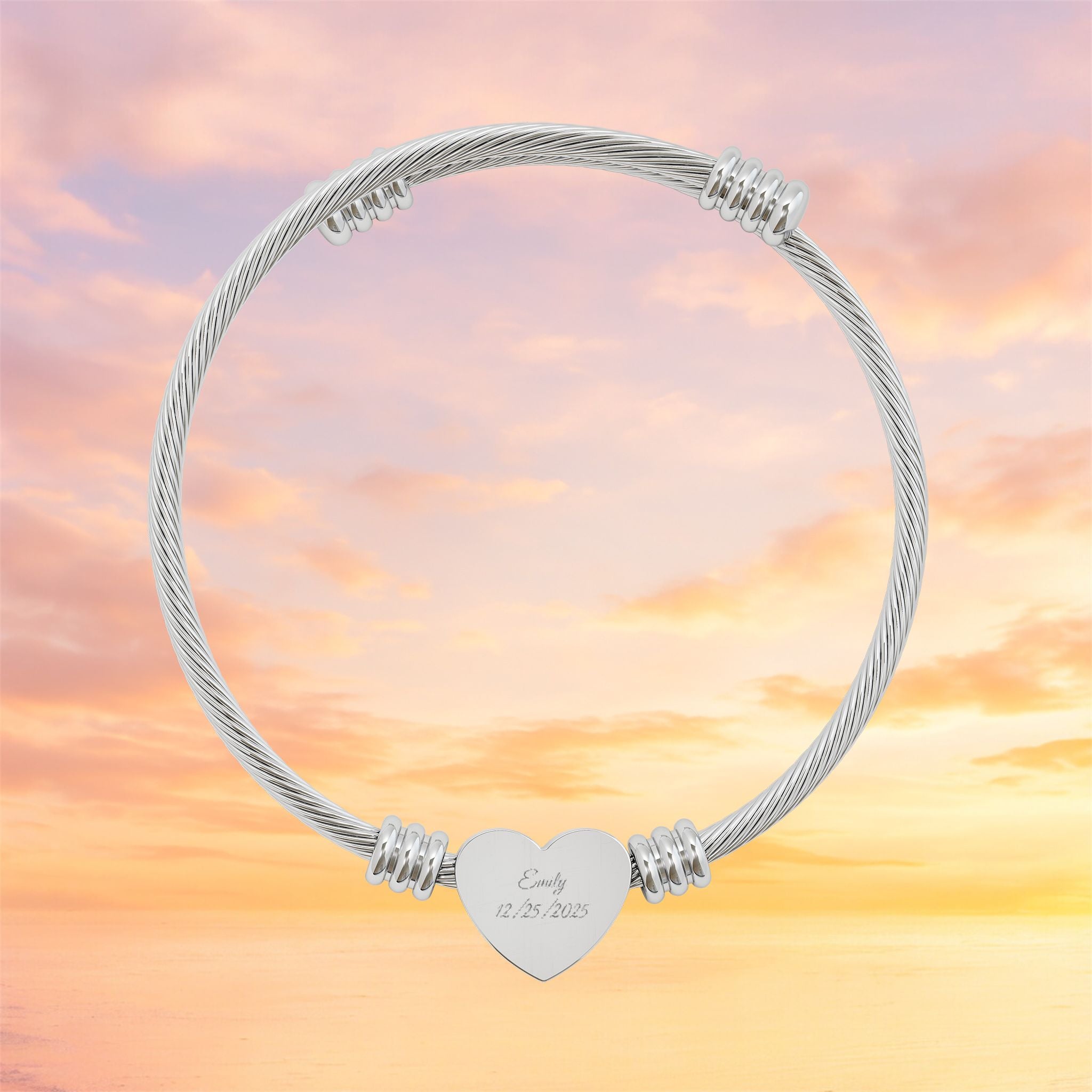 Engravable Heart Cuff Bracelet | Romantic Gift For Her