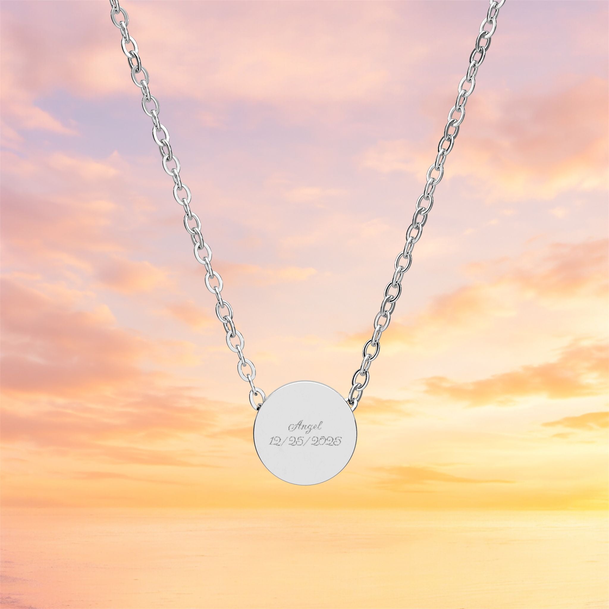 Mini Engraved Circle Necklace | Custom Disc Pendant, Gold or Silver