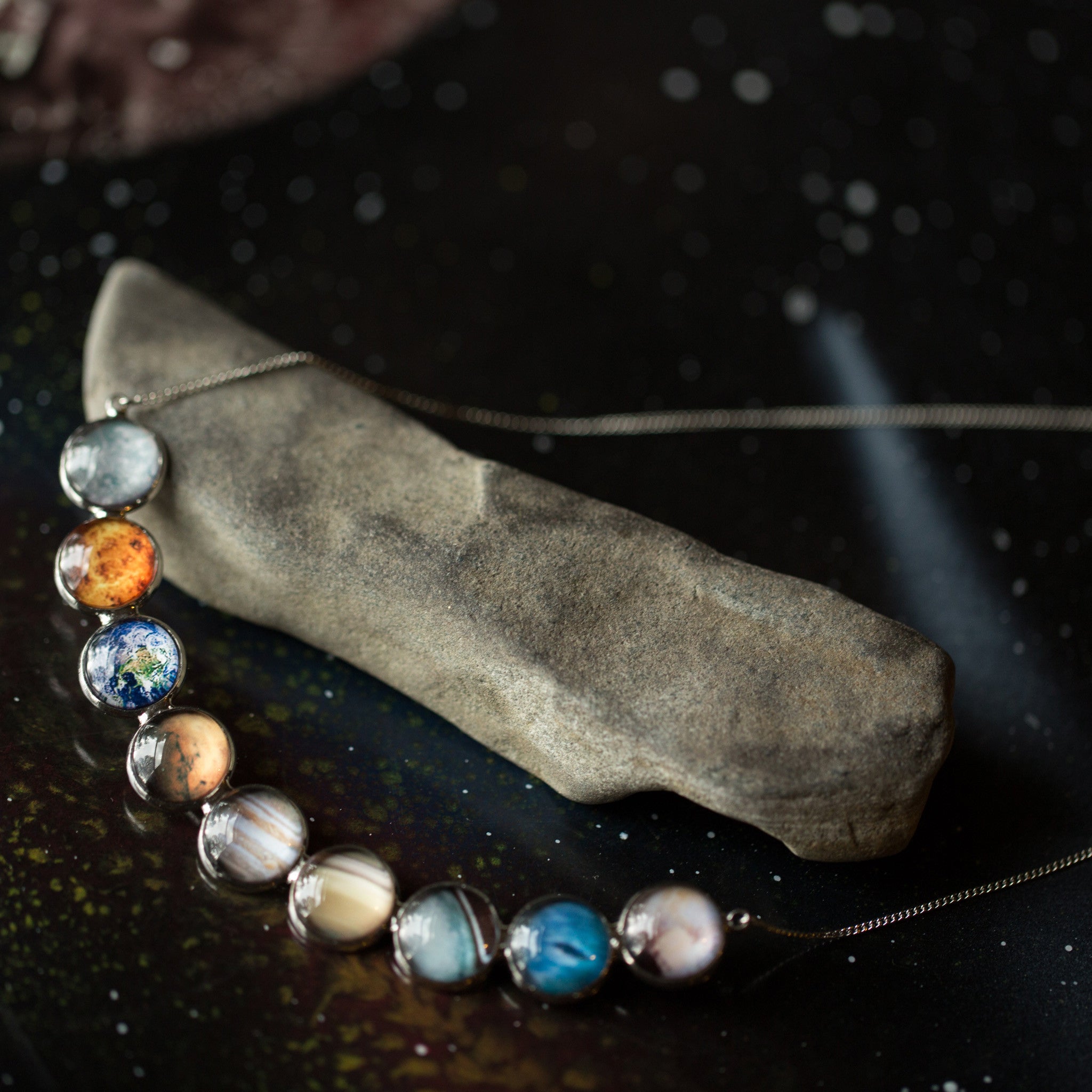 Curved Solar System Necklace | Celestial Style
