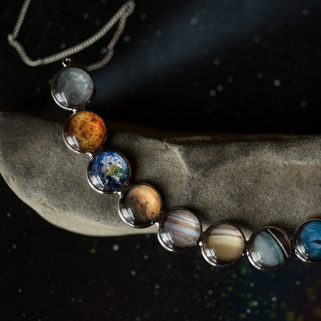 Curved Solar System Necklace | Celestial Style
