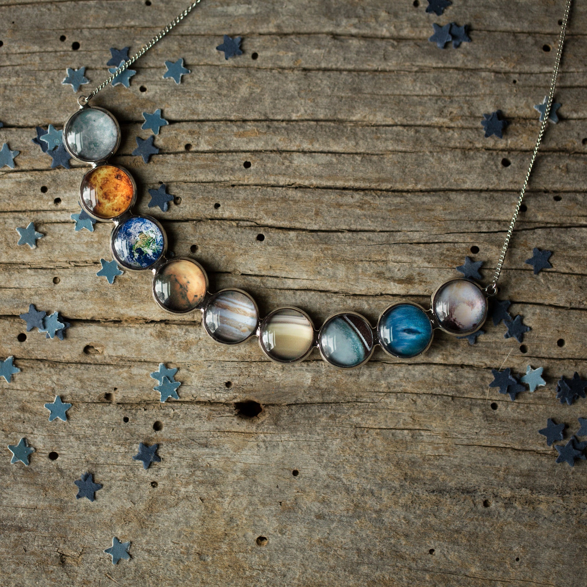 Curved Solar System Necklace | Celestial Style