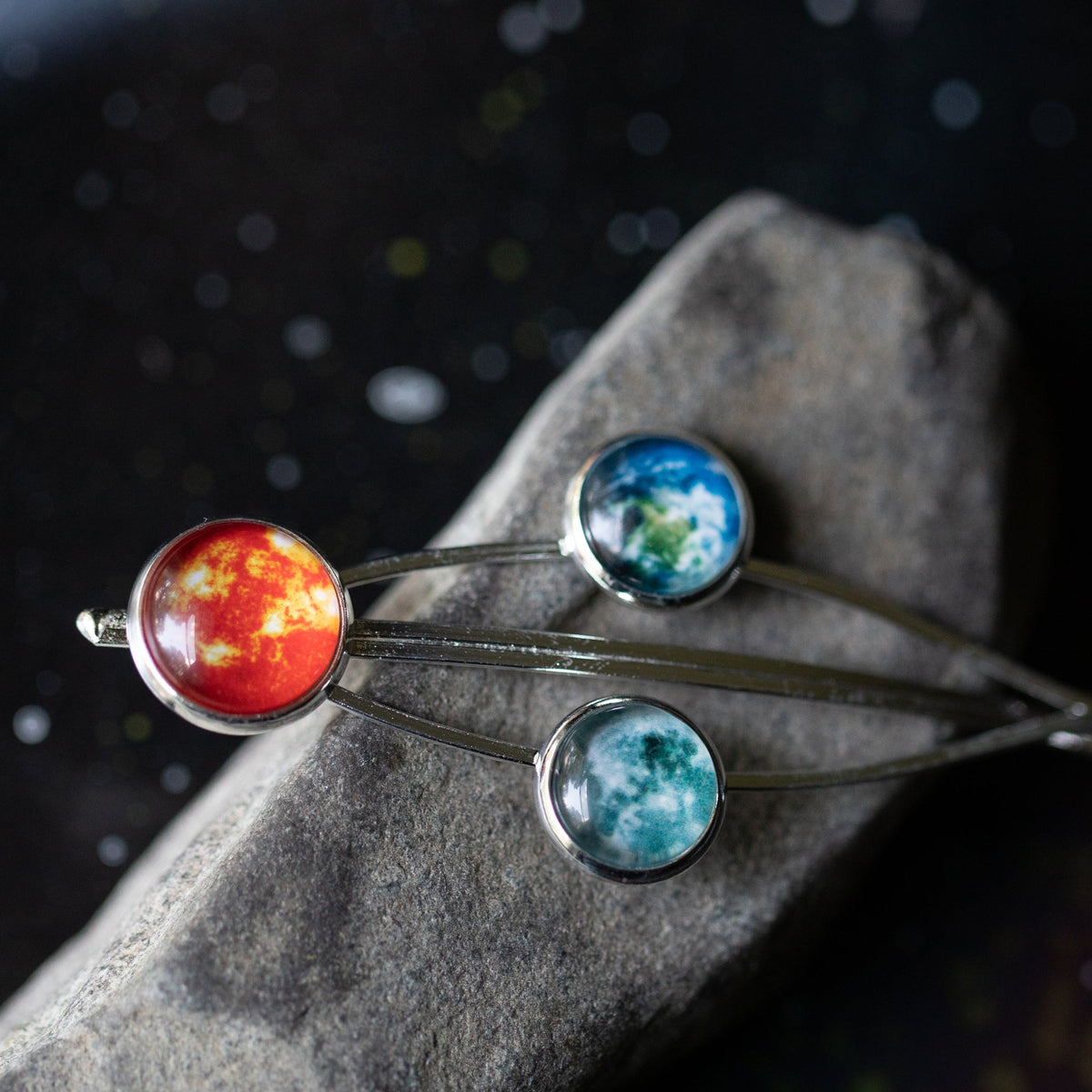 Sun, Earth & Moon Hair Clip
