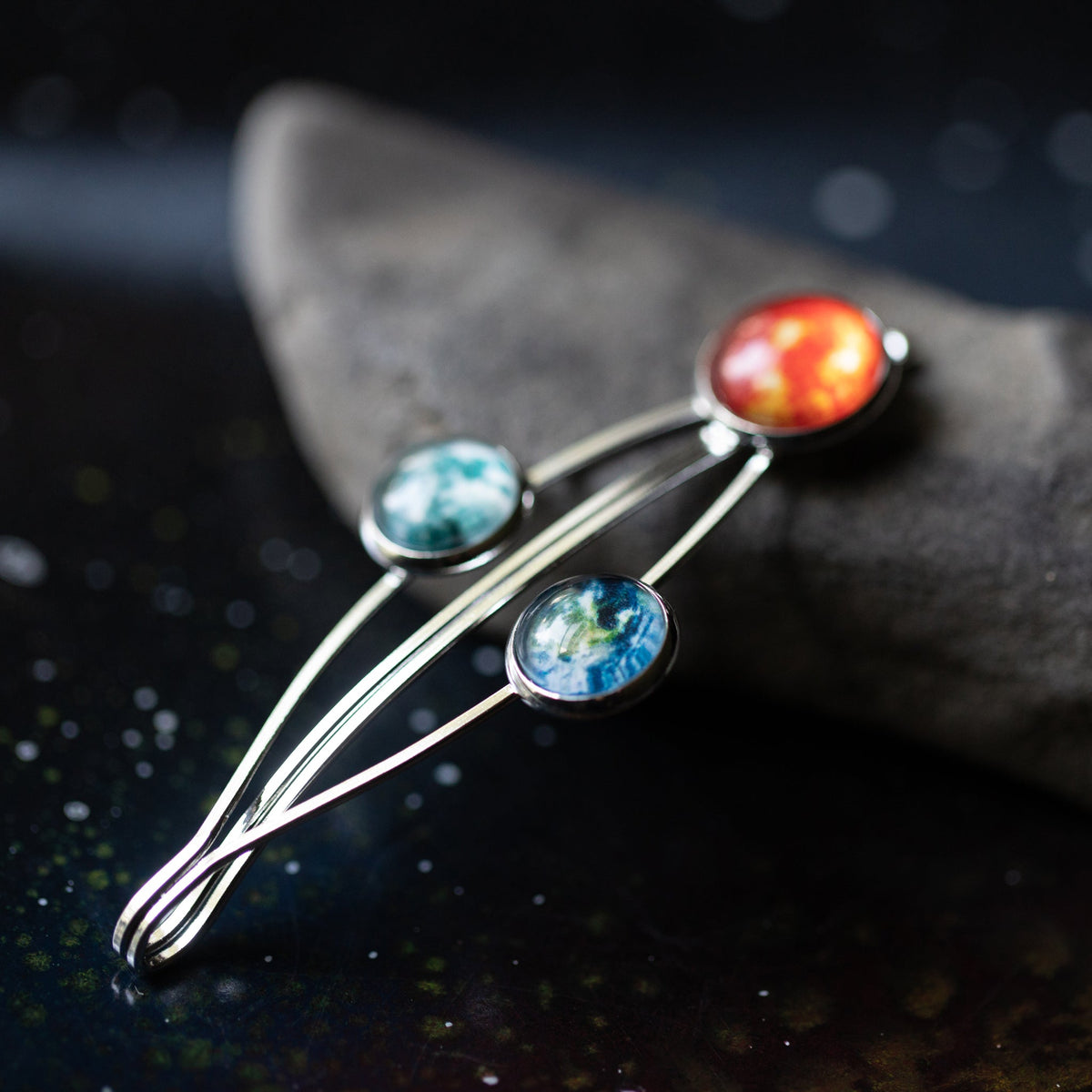Sun, Earth & Moon Hair Clip