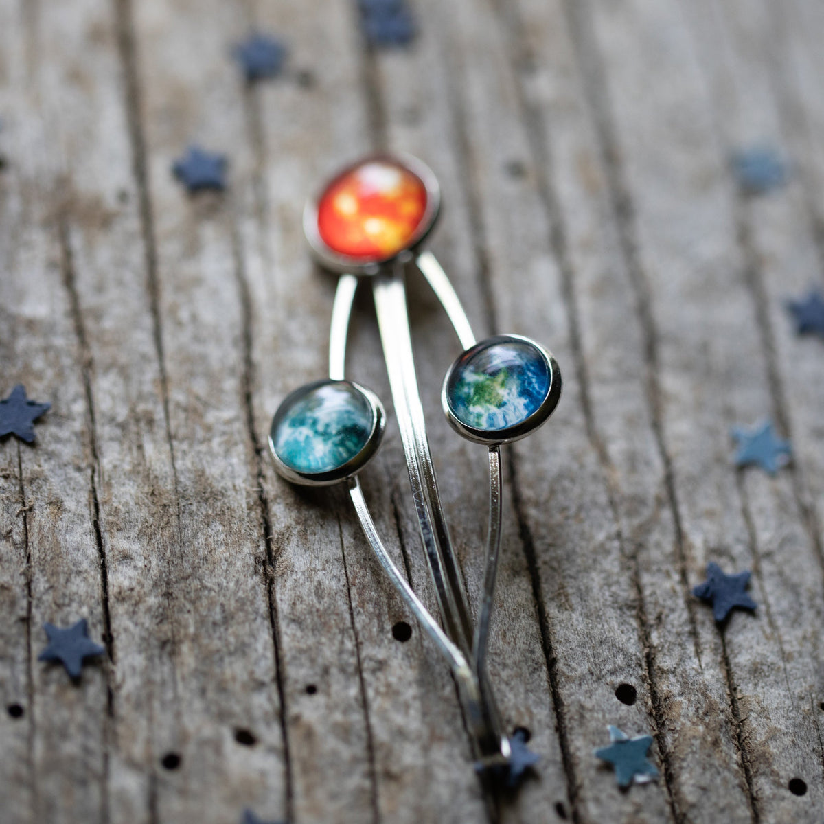 Sun, Earth & Moon Hair Clip