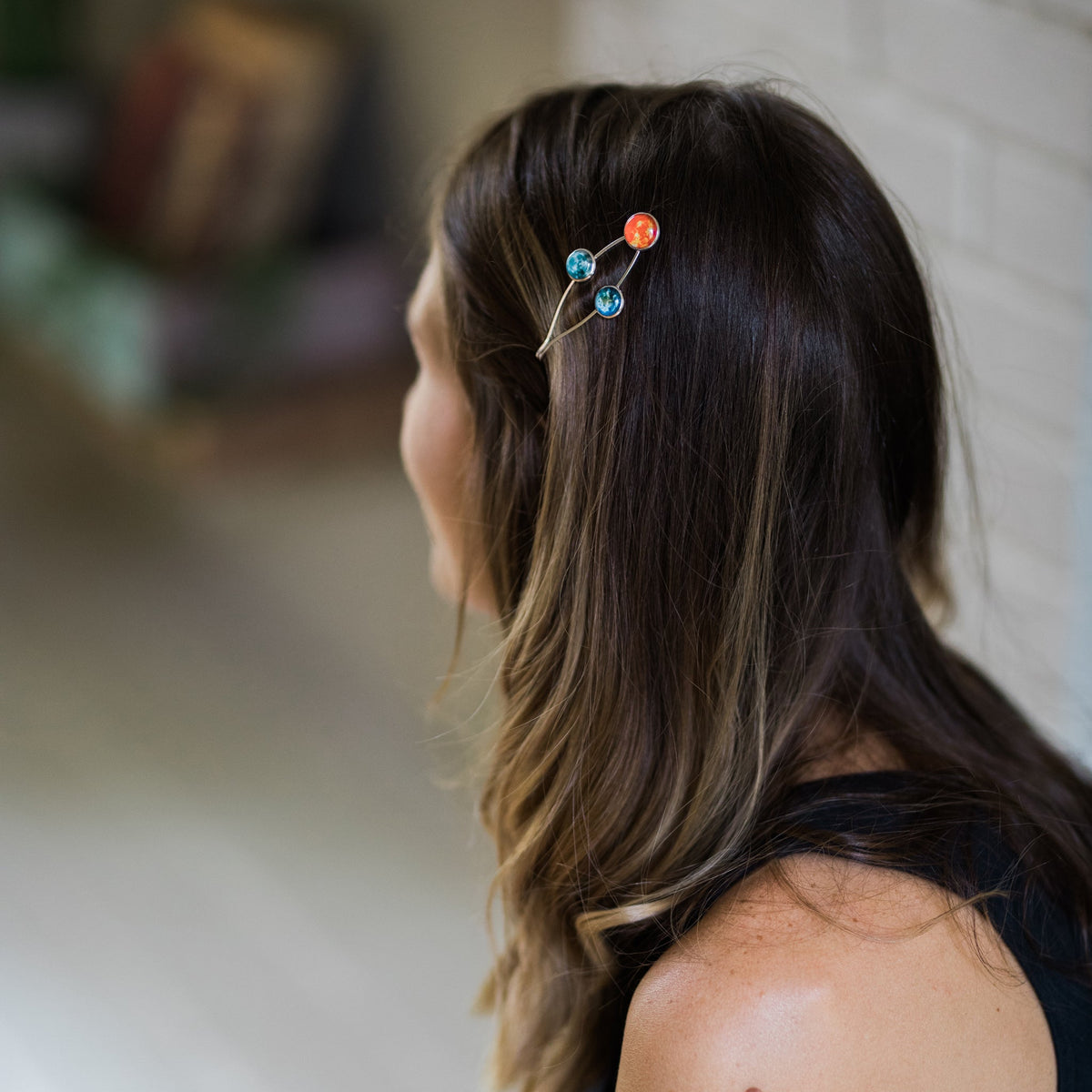 Sun, Earth & Moon Hair Clip