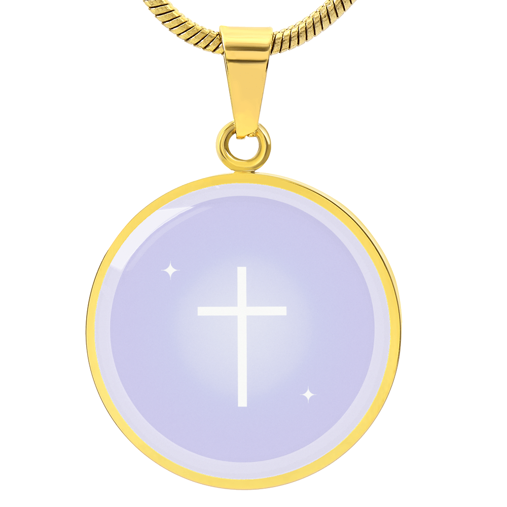 Lavender Cross Circle Pendant Necklace