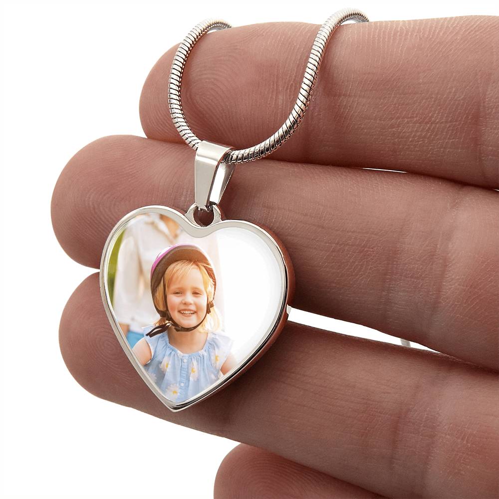 Custom Photo Heart Necklace with Engraving | Personalized Gift for Her