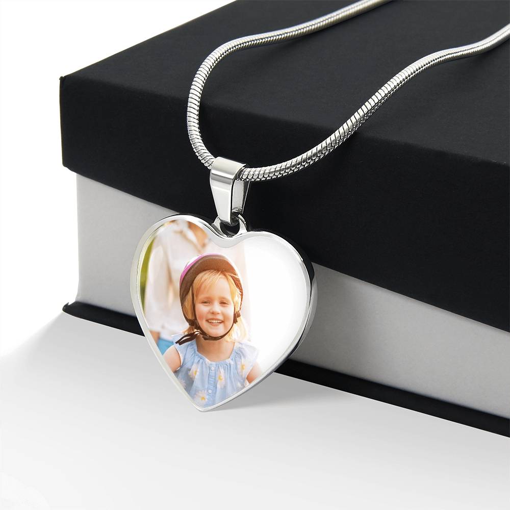Custom Photo Heart Necklace with Engraving | Personalized Gift for Her