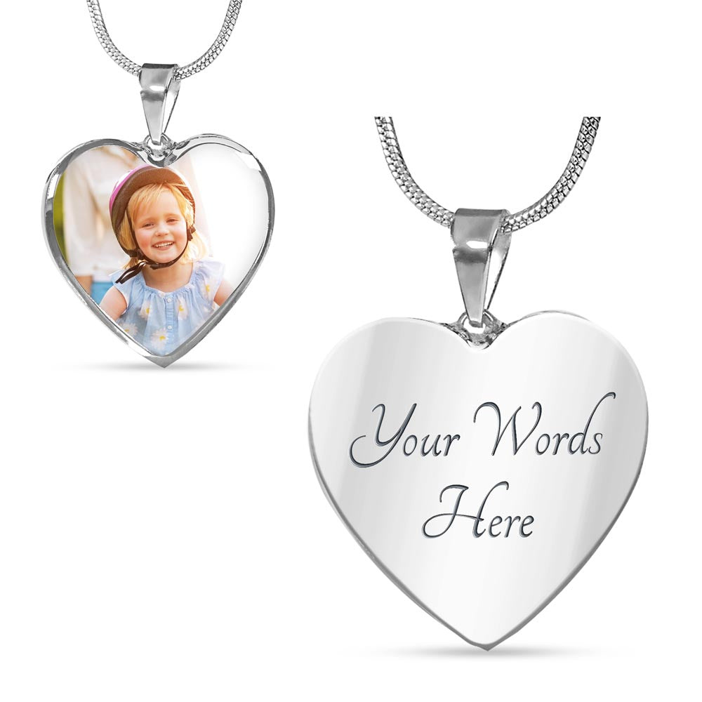 Custom Photo Heart Necklace with Engraving | Personalized Gift for Her