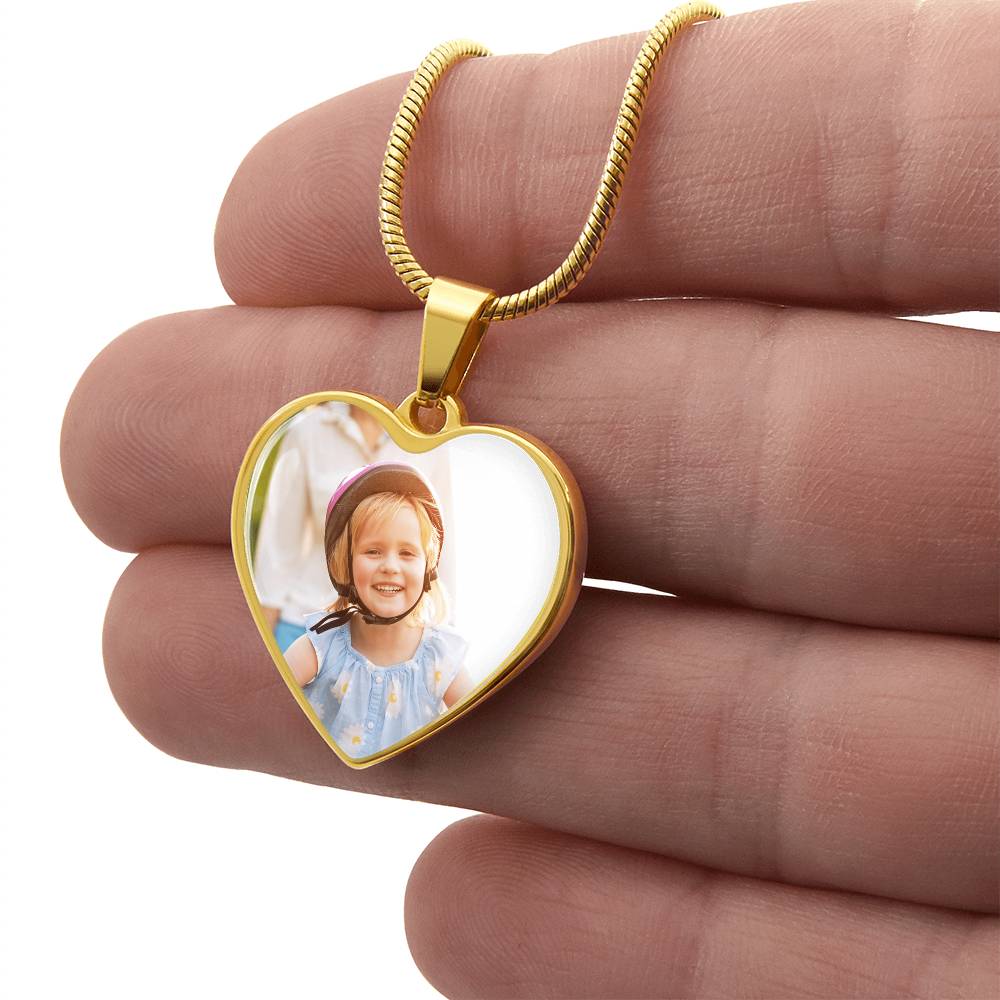 Custom Photo Heart Necklace with Engraving | Personalized Gift for Her