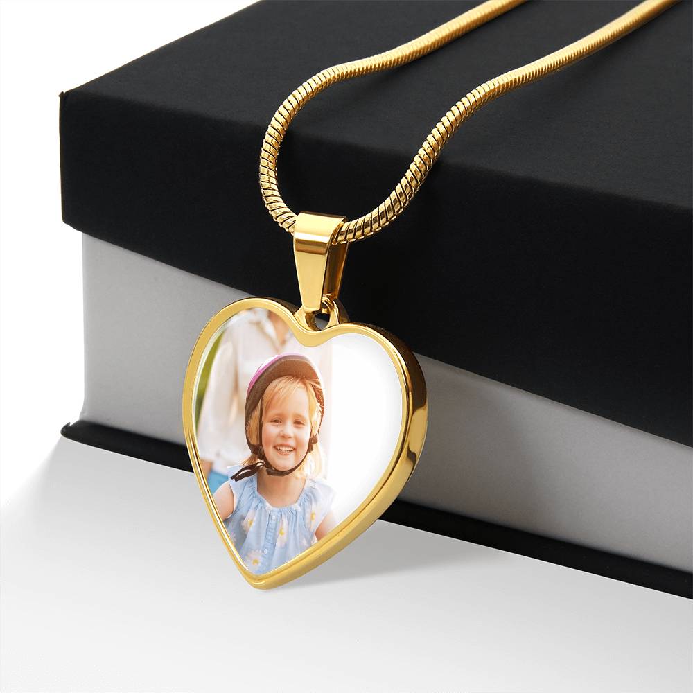 Custom Photo Heart Necklace with Engraving | Personalized Gift for Her