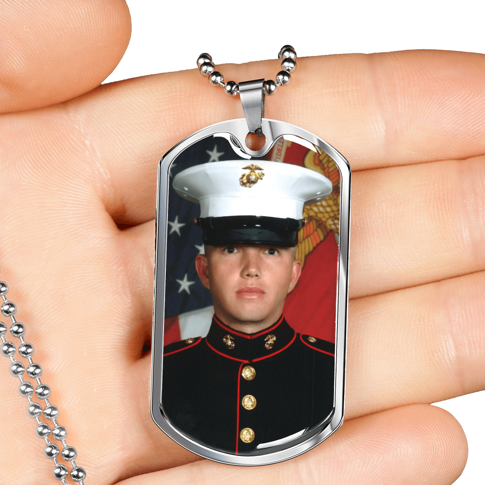 Custom Photo Dog Tag Necklace | Personalized Engraved Pendant for Him