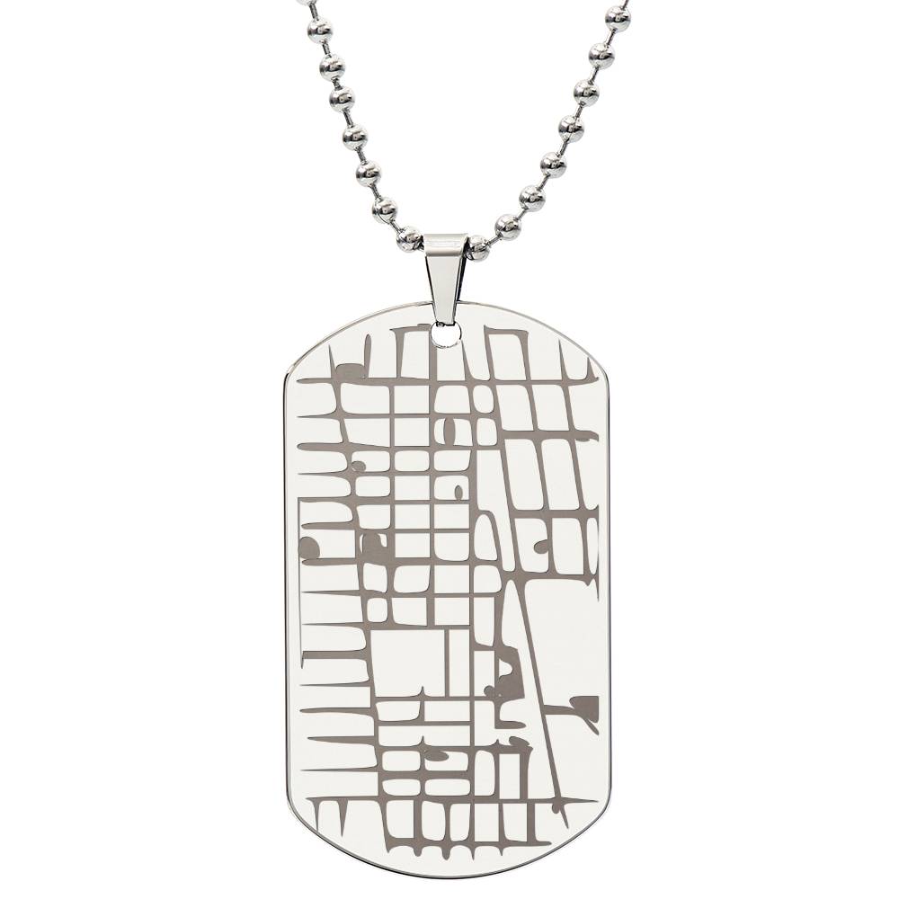 Custom Engraved Map Necklace | Personalized Location Dog Tag Gift for Him or Her