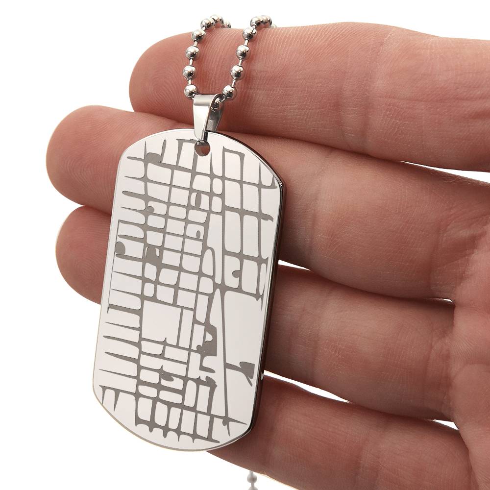 Custom Engraved Map Necklace | Personalized Location Dog Tag Gift for Him or Her