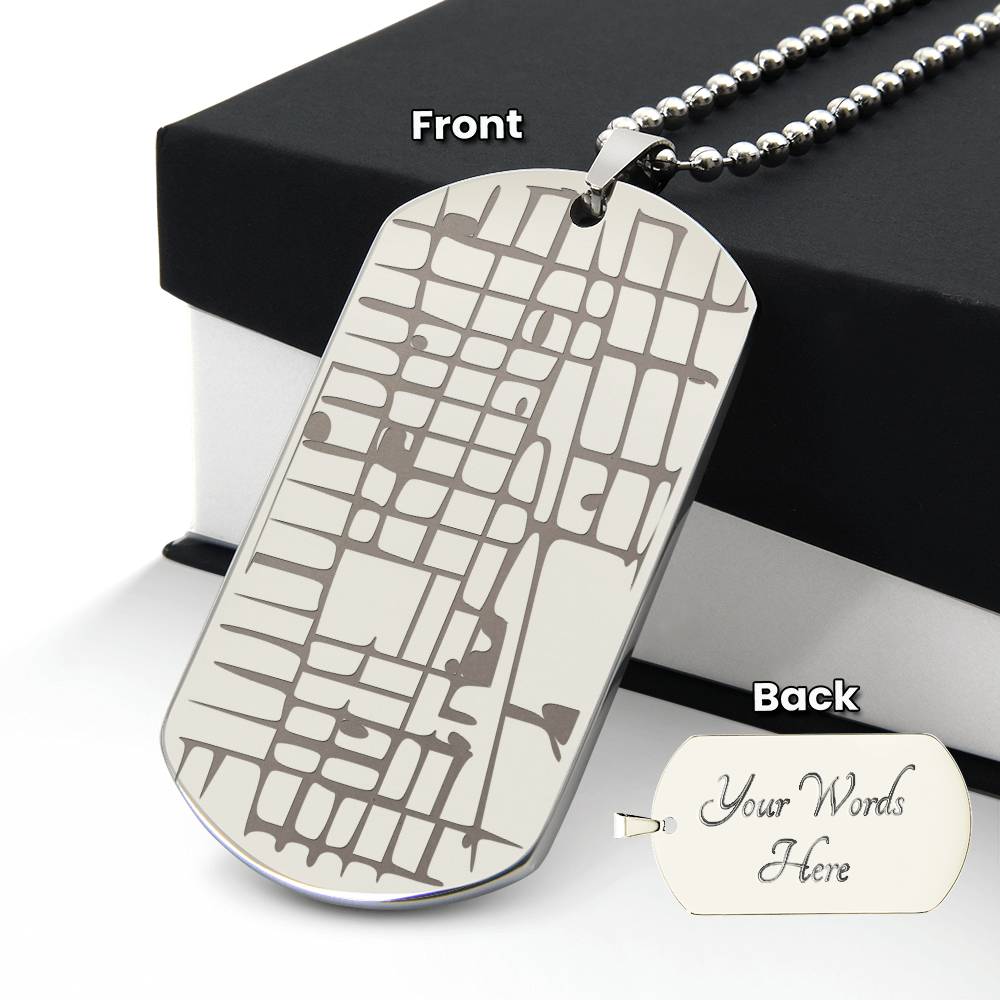 Custom Engraved Map Necklace | Personalized Location Dog Tag Gift for Him or Her