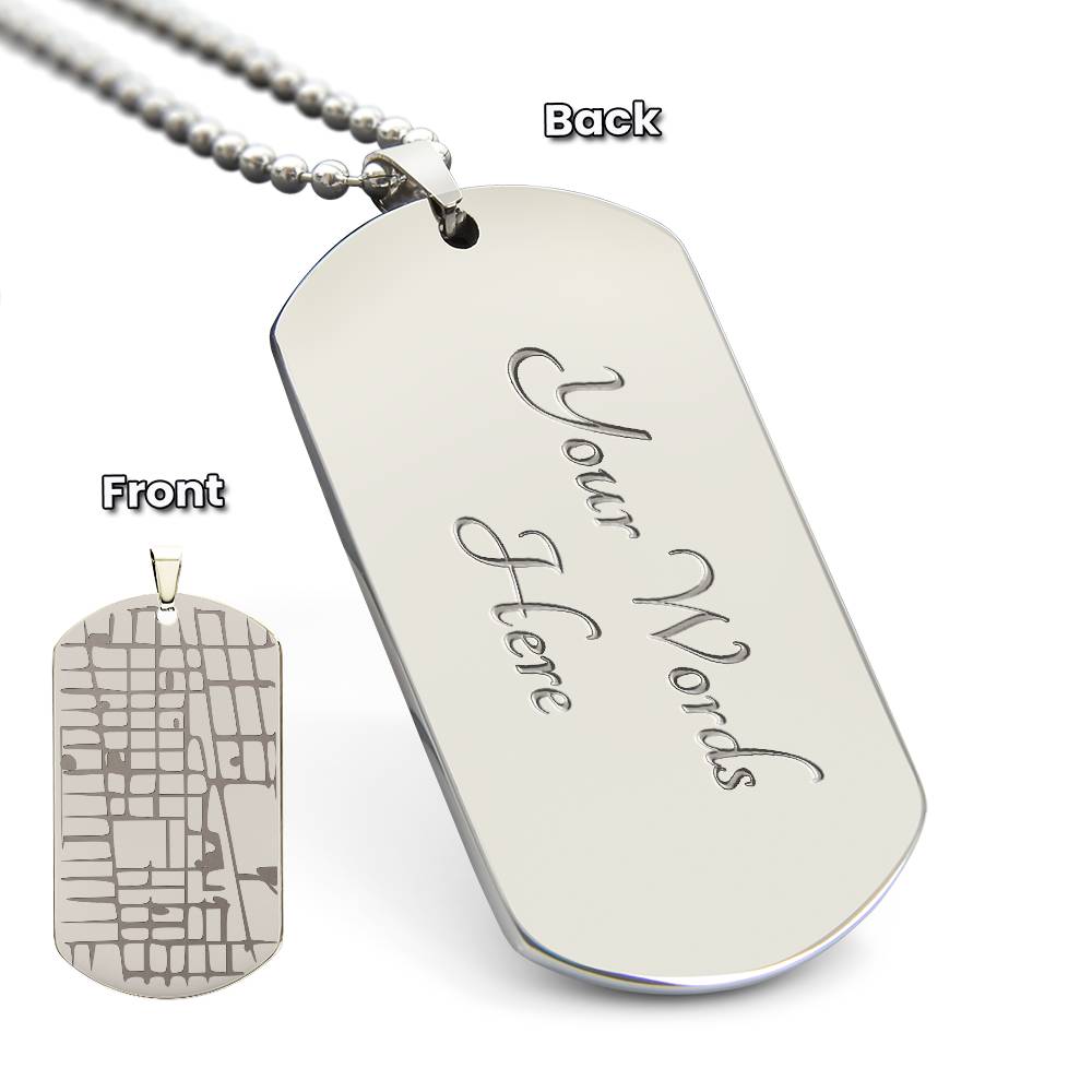 Custom Engraved Map Necklace | Personalized Location Dog Tag Gift for Him or Her