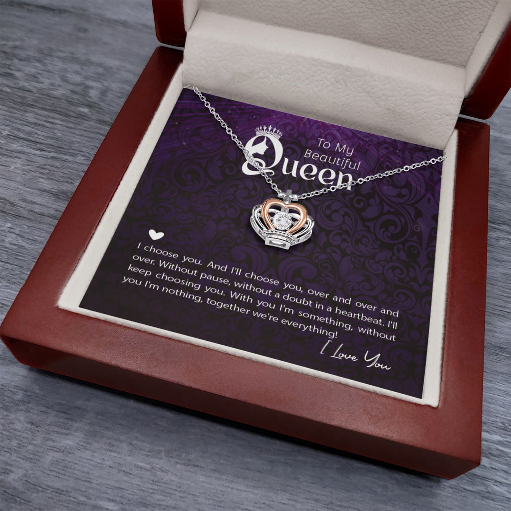 To My Beautiful Queen – Crown Pendant Necklace