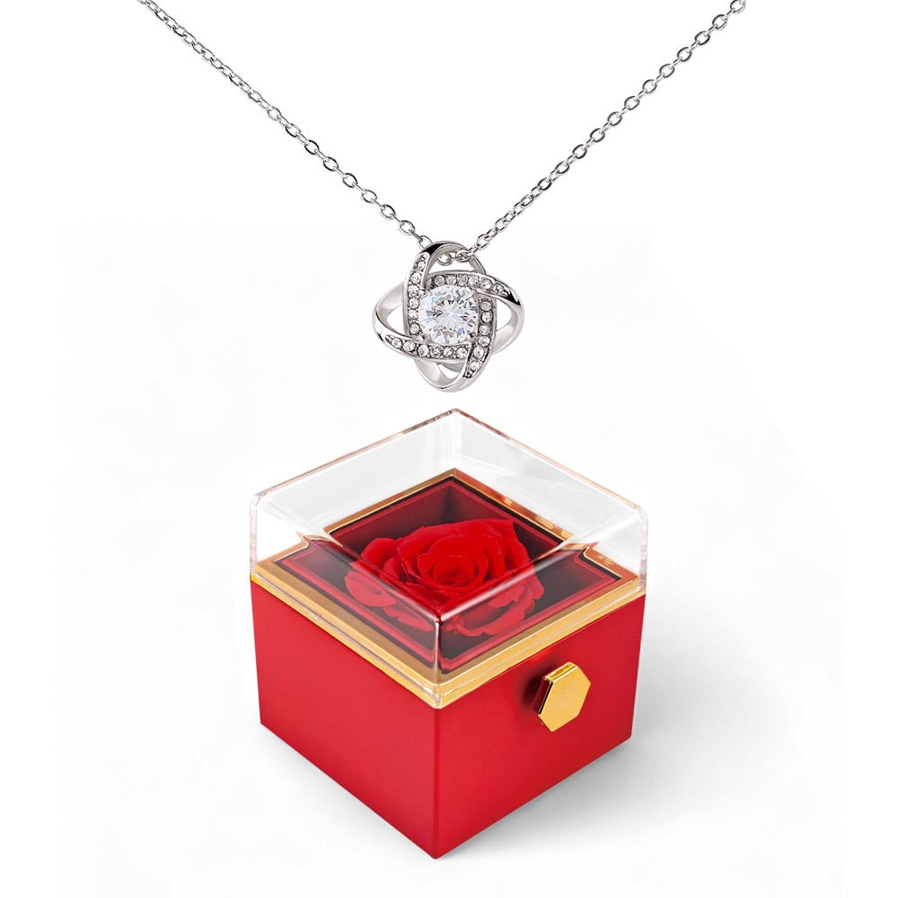 Christmas Rose Gift Set – Elegant Necklace and Rose Jewelry Box for Her