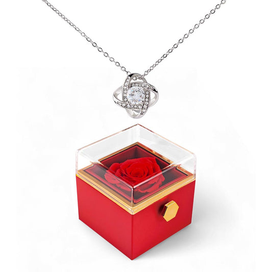 Love Knot Necklace with Square Rose Gift Box